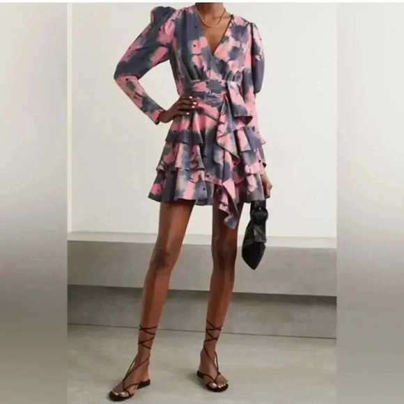NWT Ulla Johnson Semira Silk‎ Tie-Dyed Mini Dress size 0 - Picture 2 of 12